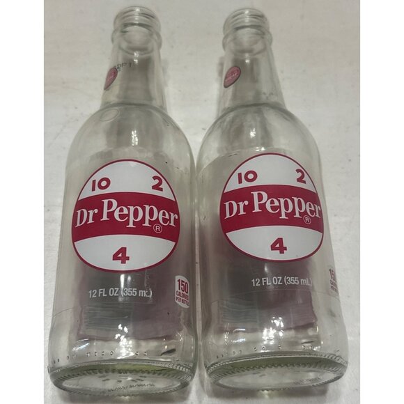Dr. Pepper/Seven Up, Inc. Other - 2015 Lot of 2 Dr. Pepper Seven Up Made with Sugar Clear Collector Bottles 12 oz.